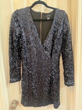 Venus Black Sequin Dress Sz Small Knee length